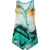 Mouwloze asymmetrische zomerjurk met abstracte turquoise print