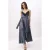 Marineblauwe geruite/geruite mouwloze midi-jurk voor dames