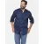 Jan Vanderstorm +FIT Collectie loose casual overhemd Plus Size donkerblauw