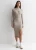 Beige geribbelde bodycon midi-jurk met uitsnijding