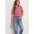 Street One Dames Shirt met ronde hals en opdruk op de borst in Pink