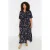 Trendyol Curve Dames Donkerblauw Bloemen Maxi Kort Casual A-lijn Grote maten Jurk