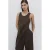 Mango straight high waist casual broek donkerbruin