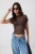 TRENDYOLMİLLA Dames Bruin Effen Kort Getailleerd Blouses