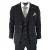 Heren zwart 3-delig pak bruin trim klassieke Birdseye vintage bruiloft bruidegoms