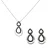 Orphelia ‘Amber’ Dames 925 Sterling Zilveren Set: Ketting-Hanger + Oorbellen – Zilver/Zwart SET-7092/2