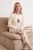 TRENDYOLMİLLA Dames 2-pack Ecru Animal print Lang, Regular fit Pyjama- Sets