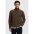 Selected wollen regular fit gebreide coltrui met kabels – donkerbruin