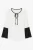 Ecru top met contrasterend detail, lange klokmouwen en sleutelgatsluiting van Conquista Fashion