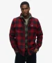 Superdry Mannen Wollen Geruit Overshirt met Fleece Voering Rood