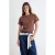 TRENDYOLMİLLA Dames Bruin Effen Lang Getailleerd T-shirts