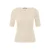 Elastische geribde T-shirt met kantuitsnijding bij V-hals voor vrouwen QS