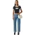 Slazenger Kort katoenen T-shirt met ringer-rand voor dames (Zwart)