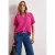 Street One Dames Blouse met korte mouwen en gespleten hals in effen kleur in Pink