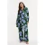 YOEK wide leg high waist gebloemde broek blauw