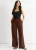 Bruine wijde broek met elastische taille