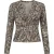 Taupekleurige top met textuur, V-hals en lange mouwen