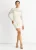 Witte stretch kanten mini-jurk met strik aan de voorkant en nauwsluitend silhouet