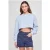 Urban Classics Ladies Cropped Flower Embroidery Terry Crewneck Balticblue