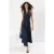 Marineblauwe, rechte, mouwloze maxi-jurk voor dames, geschikt voor dagelijks gebruik.