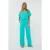 EsQualo Trousers Wide Elastic Crinkle Lagoon