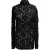 Bottega Veneta blouse met kanten patroon en opstaande kraag in zwart polyester