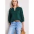 Street One Dames Blouse met gespleten hals van linnenmix in Groen