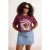 Trendyol Curve Dames Bordeaux Grafisch Kort Regular fit Grote maten T-shirts