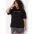 Trendyol Curve Dames Zwart Slogan Kort Oversized Grote maten T-shirts