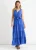 Blauwe Viscose Wrap Getailleerde Maxi Dress