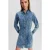 Karl Lagerfeld Longsleeve Pintuck Denim Dress Stone Washed Bright Blue