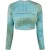 Off White Dames/Dames Tie Dye Cut Out Crop Top (Blauw)