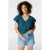 MS Mode aansluitend top met ruches Plus Size – petrol