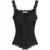Aangesloten mouwloze kanten geribde blouse met knopen