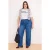 Trendyol Curve Dames Donkerblauw Effen Wijde pijp Hoge taille Grote maten Jeans