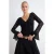 TRENDYOLMİLLA Dames Zwart Effen Lang Getailleerd Blouses