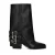 Sacha leren bikerboots met flap zwart