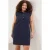 Trendyol Curve Dames Donkerblauw Effen Midi Kort Cocktail A-lijn Grote maten Jurk
