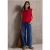 Street One Studio Dames Shirt van linnen met tape in Rood