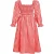 Miso Midi-jurk met lange mouwen en gingham-patroon voor dames (Rood, Wit)