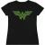 Wonder Woman T-shirt voor dames met Shamrock-logo, getailleerd model, voor St. Patrick’s Day (Zwart)
