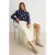 TRENDYOLMİLLA Dames Donkerblauw Gestippeld Lang, Getailleerd Truien