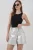 Hoge Taille Metallic Fabric Mini Skorts met Knopen Sluiting