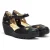 Fly London Yuna Leren Wedge Sandalen – (Zwart)