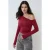 Asymmetrische Hals Lange Mouw Slim Fit Top