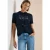 Cecil Dames Shirt met korte mouwen, capuchon en tekst in Blauw