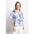 Rich & Royal Printed V-neck Blouse Cotton Blue