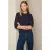 LOLALIZA top met borduursels – donkerblauw