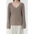 Closed V Neck Long Sleeve Knits Brown Sugar