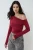 Asymmetrische Hals Lange Mouw Slim Fit Top